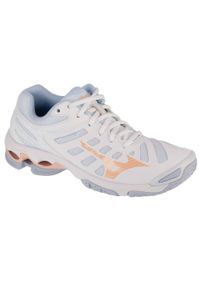 Buty siatkarskie damskie Mizuno V1GC216000. Zapięcie: sznurówki. Kolor: biały. Materiał: materiał, syntetyk. Szerokość cholewki: normalna #1