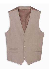 Ombre Clothing - Kamizelka męska garniturowa z klasycznym detalem i podszewką – beżowa V1 - Rozmiar: XXL. Kolor: beżowy. Materiał: wiskoza, poliester, materiał. Styl: klasyczny #3