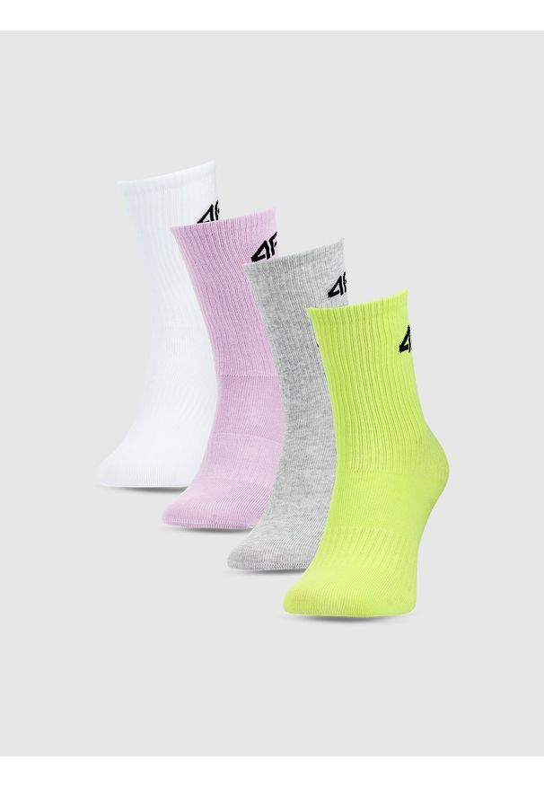 4f - 4F Skarpetki casual za kostkę (4-pack) dziewczęce - multikolor 32-34. Kolor: wielokolorowy. Materiał: materiał, bawełna, poliamid, włókno