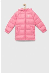 adidas Originals kurtka puchowa dziecięca kolor różowy. Okazja: na co dzień. Kolor: różowy. Materiał: puch. Styl: casual #1