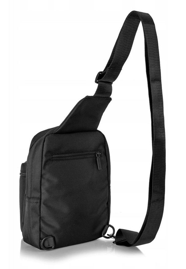 Czarna, Męska Torba na Ramię Typu Crossbody - Pako Jeans. Kolor: czarny. Materiał: poliester