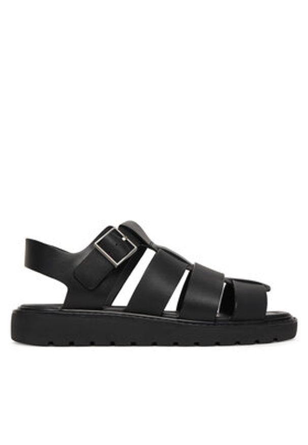 Calvin Klein Sandały Sq Molded Sndl Fisher Lth HW0HW02870 Czarny. Kolor: czarny. Materiał: skóra