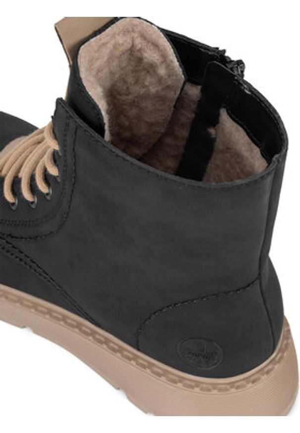 Rieker Trzewiki 70404-00 Czarny. Kolor: czarny. Materiał: nubuk, skóra