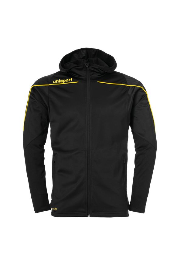 UHLSPORT - Kurtka z kapturem Uhlsport Stream 22. Typ kołnierza: kaptur. Kolor: czarny, żółty, wielokolorowy. Materiał: dresówka. Sport: piłka nożna