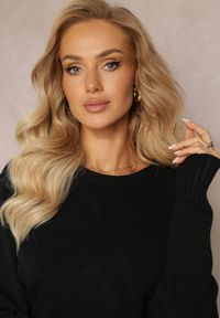 Renee - Czarny Sweter z Miękkiej Dzianiny Emamsse. Kolor: czarny. Materiał: dzianina. Długość rękawa: długi rękaw. Długość: długie. Styl: klasyczny #3