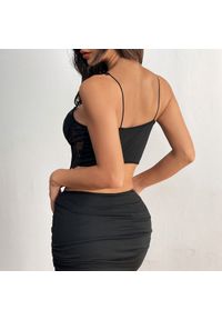 Intica - Biustonosz koronkowy z kokardkami regulowanymi ramiączkami Zamfirica. Kolor: czarny. Materiał: koronka. Wzór: koronka #4