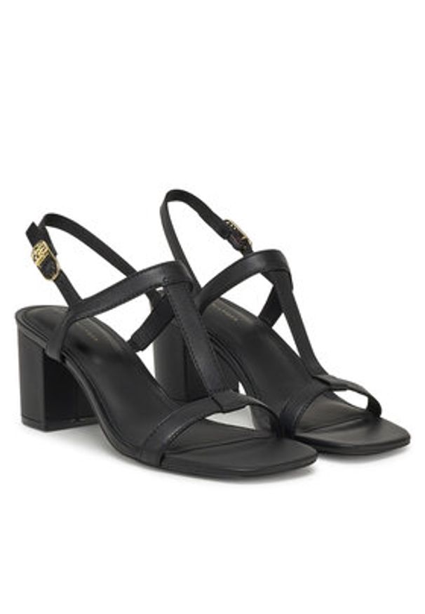 TOMMY HILFIGER - Tommy Hilfiger Sandały Leather Block Heel Sandal FW0FW08532 Czarny. Kolor: czarny. Materiał: skóra