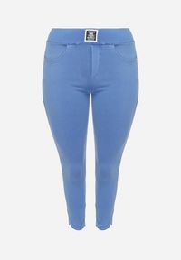 Born2be - Niebieskie Spodnie Skinny z Kieszeniami Afrina. Kolekcja: plus size. Kolor: niebieski. Długość: do kostek #5