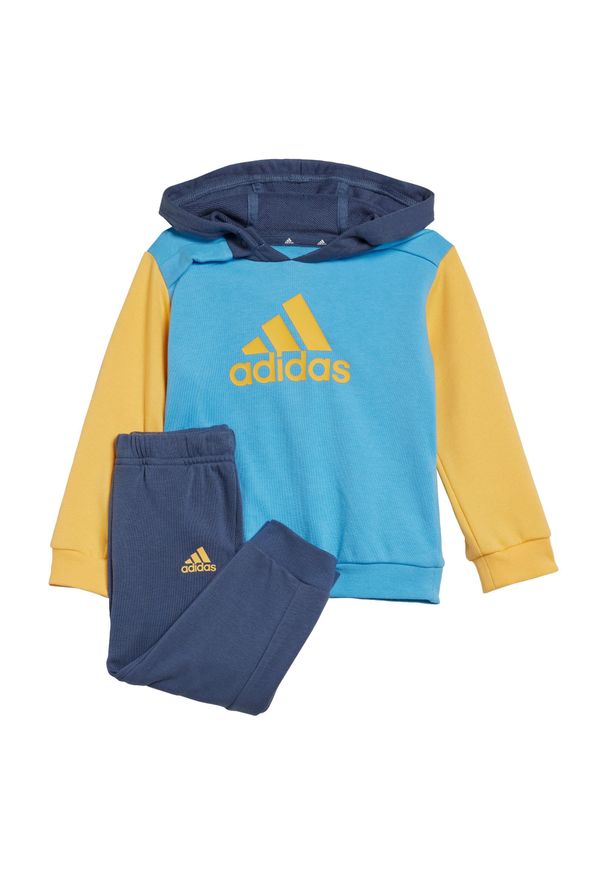 Adidas - Zestaw Essentials Colorblock Jogger Kids. Kolor: niebieski, żółty, wielokolorowy. Materiał: dresówka