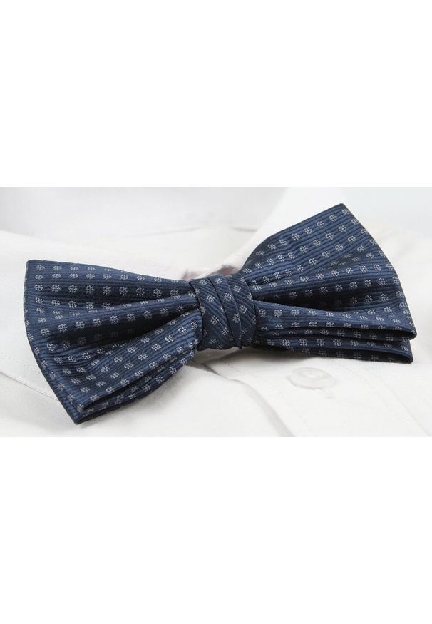 ZESTAW - Mucha z Poszetką Chattier - Granatowa w Grochy. Kolor: niebieski. Wzór: grochy. Styl: sportowy, elegancki