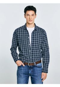 Big-Star - Koszula męska flanelowa w kratę granatowa Meridenisoni 403. Typ kołnierza: kołnierzyk klasyczny. Kolor: niebieski. Wzór: kratka. Styl: klasyczny #5