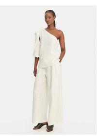 Eleh Spodnie palazzo SS260318 Biały Wide Leg. Kolor: biały. Materiał: len #3