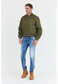 Kenzo - KENZO Zielona kurtka bomberka męska z żółtym logo, Rozmiar S. Kolor: zielony
