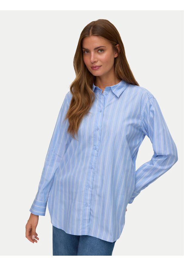 Vero Moda Koszula Elina 10336329 Niebieski Loose Fit. Kolor: niebieski. Materiał: bawełna