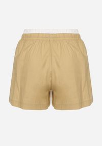 Born2be - Beżowe Bawełniane Szorty z Gumką w Pasie Timaolle. Okazja: na co dzień. Kolor: beżowy. Materiał: bawełna. Styl: klasyczny, casual, elegancki #7