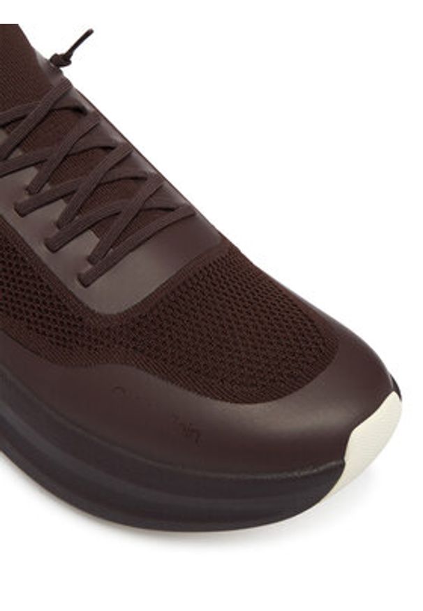 Calvin Klein Sneakersy Chunky Runner Lace Up Sock Knit YW0YW02033 Brązowy. Kolor: brązowy. Materiał: materiał