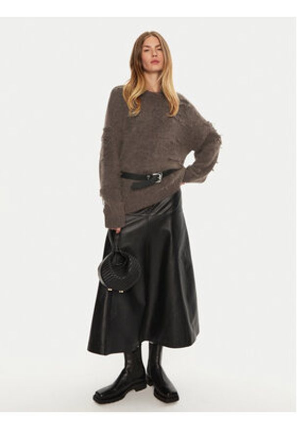 Munthe Sweter Taccu 243160724373 Brązowy Loose Fit. Kolor: brązowy. Materiał: wełna