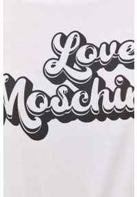 Love Moschino t-shirt bawełniany kolor czarny. Kolor: czarny. Materiał: bawełna. Wzór: nadruk