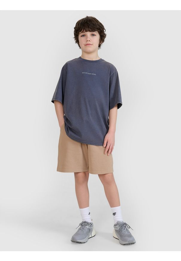 4f - 4F Spodenki dresowe dziewczęce - beżowe 140 (9-10 lat). Kolor: beżowy. Materiał: dresówka. Długość: krótkie. Wzór: gładki, ze splotem. Sezon: lato