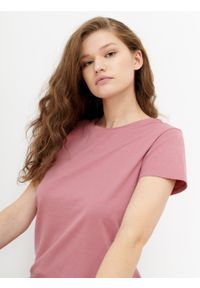 outhorn - Gładki t-shirt damski. Materiał: bawełna, jersey. Wzór: gładki