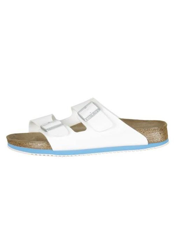 Klapki męskie Birkenstock Arizona. Zapięcie: klamry. Kolor: biały. Materiał: syntetyk, materiał. Szerokość cholewki: normalna. Sport: turystyka piesza