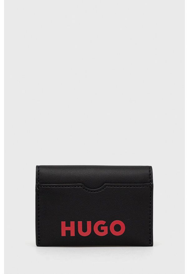 Hugo - HUGO etui na karty skórzane 50468114 męski kolor czarny. Kolor: czarny. Materiał: skóra