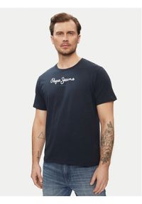 Pepe Jeans T-Shirt Eggo N PM508208 Granatowy Regular Fit. Kolor: niebieski. Materiał: bawełna