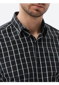 Ombre Clothing - Koszula męska z długim rękawem REGULAR FIT - czarna K618 - XXL. Okazja: na co dzień. Kolor: czarny. Materiał: bawełna, poliester. Długość rękawa: długi rękaw. Długość: długie. Styl: casual #5