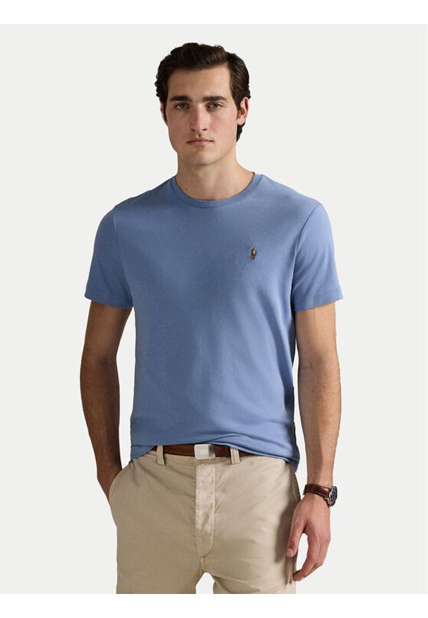 Polo Ralph Lauren T-Shirt 710740727095 Niebieski Custom Slim Fit. Typ kołnierza: polo. Kolor: niebieski. Materiał: bawełna