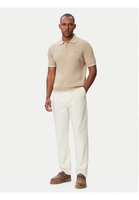 TOMMY HILFIGER - Tommy Hilfiger Polo MW0MW40701 Beżowy jasny Regular Fit. Typ kołnierza: polo. Kolor: beżowy. Materiał: bawełna #4