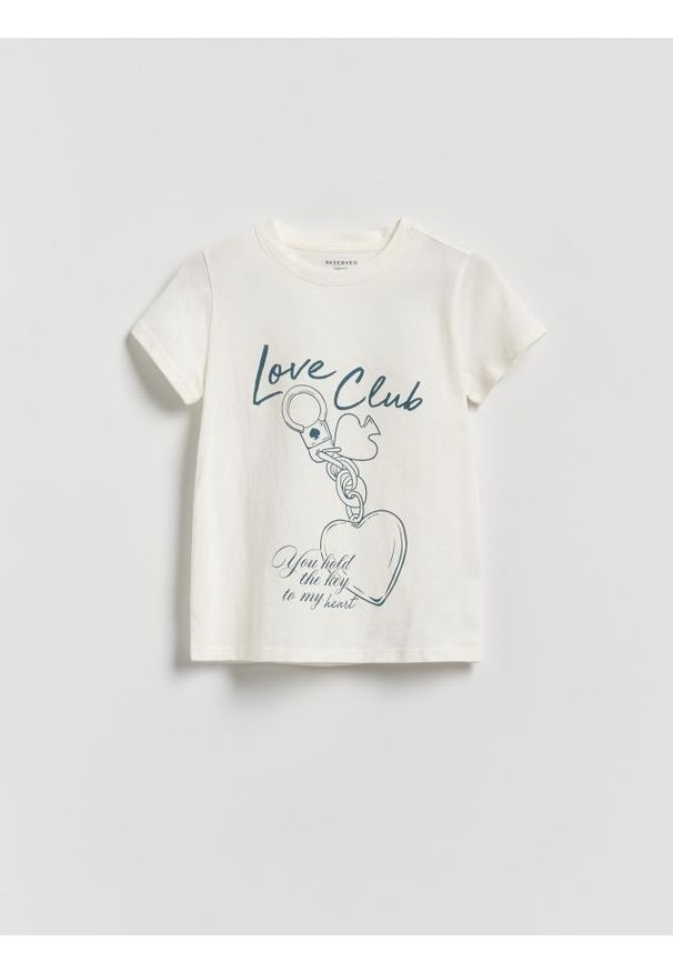 Reserved - T-shirt z nadrukiem - złamana biel. Materiał: bawełna. Wzór: nadruk