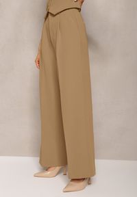 Renee - Beżowe Szerokie Spodnie High Waist Seraphella. Stan: podwyższony. Kolor: beżowy