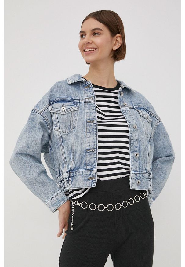 only - Only kurtka jeansowa damska przejściowa. Kolor: niebieski. Materiał: jeans