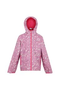 Regatta - Kurtka turystyczna przeciwdeszczowa dziecięca Printed Lever wodoodporna. Kolor: fioletowy. Materiał: poliester, tkanina #1