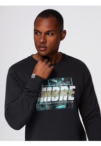 Ombre Clothing - Męska bluza z nadrukiem zakładana przez głowę - czarna V3. Kolor: czarny. Materiał: poliester, bawełna. Wzór: nadruk