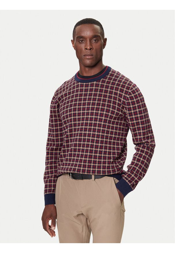 GANT - Gant Sweter 8050253 409 Bordowy Regular Fit. Kolor: czerwony. Materiał: bawełna