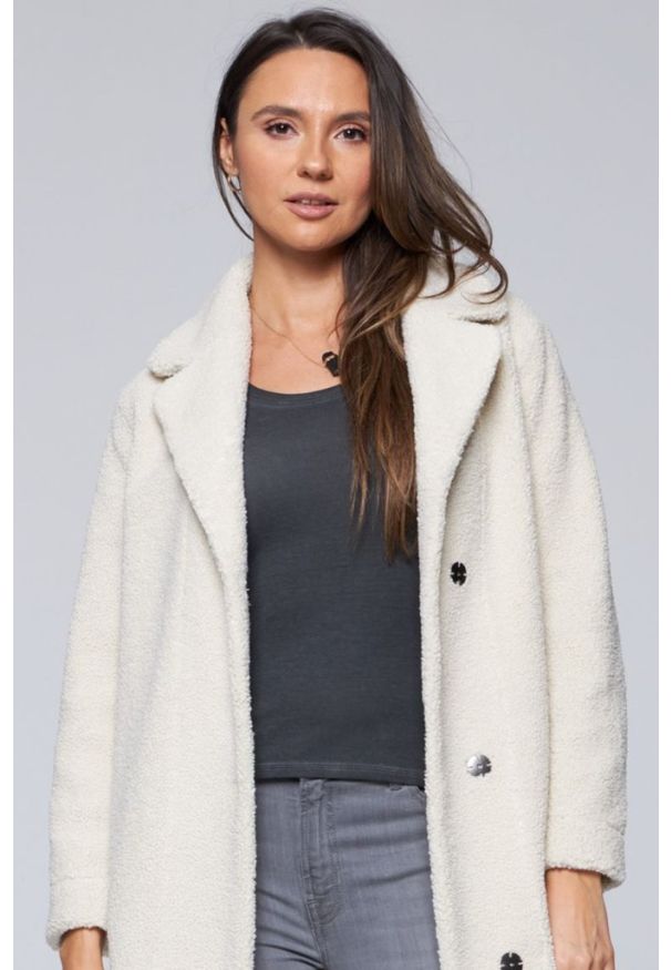 Hetrego - HETREGO Dwustronny płaszcz damski ecru Shannon, Rozmiar 40 EU - 44 IT. Kolor: biały