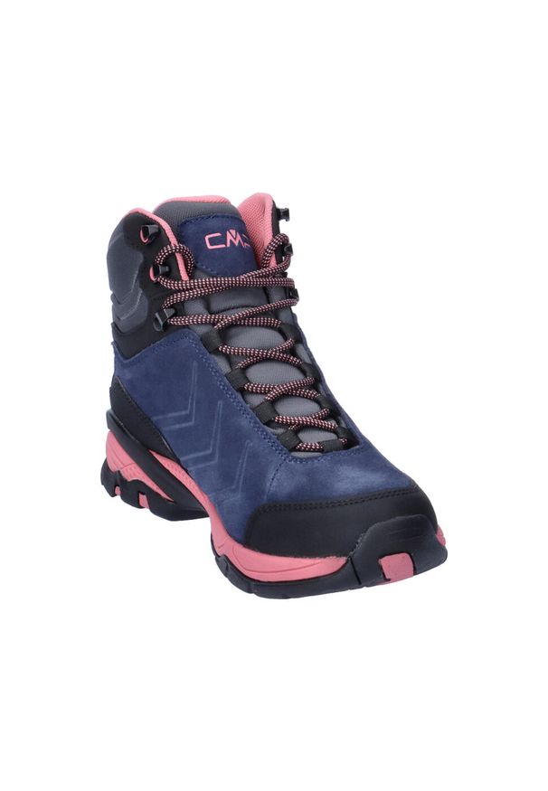 Buty za kostkę trekkingowe damskie CMP Melnick wodoodporne. Wysokość cholewki: za kostkę. Kolor: niebieski, różowy, wielokolorowy. Materiał: skóra. Szerokość cholewki: normalna. Styl: sportowy