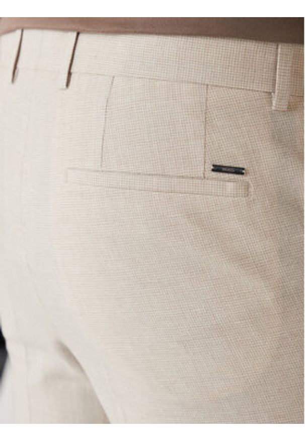 BOSS Spodnie materiałowe H-Genius-253 50561874 Beżowy Slim Fit. Kolor: beżowy. Materiał: wiskoza