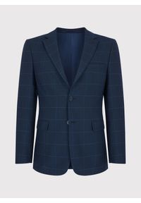 Pako Lorente - PAKO LORENTE – Granatowa marynarka garniturowa P22SF-3G-014-G-S. Kolor: niebieski. Materiał: wiskoza. Wzór: kratka #2