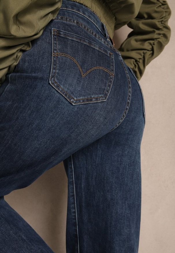 Renee - Niebieskie Jeansy High Waist o Szerokim Kroju Orrisalla. Okazja: na co dzień. Stan: podwyższony. Kolor: niebieski. Styl: casual