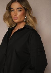 Renee - Czarna Koszula z Bawełną i Szerokimi Rękawami Edioniela. Okazja: na co dzień. Kolor: czarny. Materiał: bawełna. Sezon: wiosna. Styl: casual, elegancki