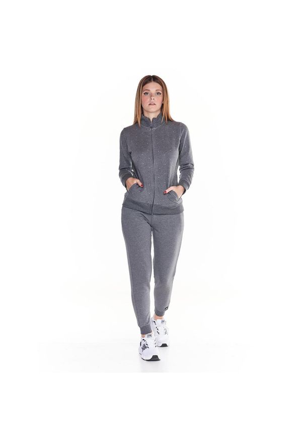LEONE 1947 APPAREL - Damski dres w kropki Greysongrey. Kolor: szary. Materiał: dresówka. Wzór: kropki. Sport: fitness