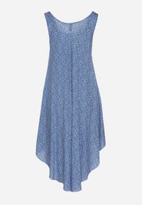 Born2be - Niebieska Rozkloszowana Sukienka z Bawełny w Abstrakcyjny Wzór Ronive. Okazja: na co dzień. Kolor: niebieski. Materiał: bawełna. Typ sukienki: rozkloszowane. Styl: casual, elegancki #5