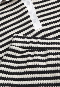 Born2be - Beżowo-Czarny Dzianinowy Komplet Oversize w Paski Koszulka Polo i Szorty Tesanore. Kolor: beżowy. Materiał: dzianina. Wzór: paski #5