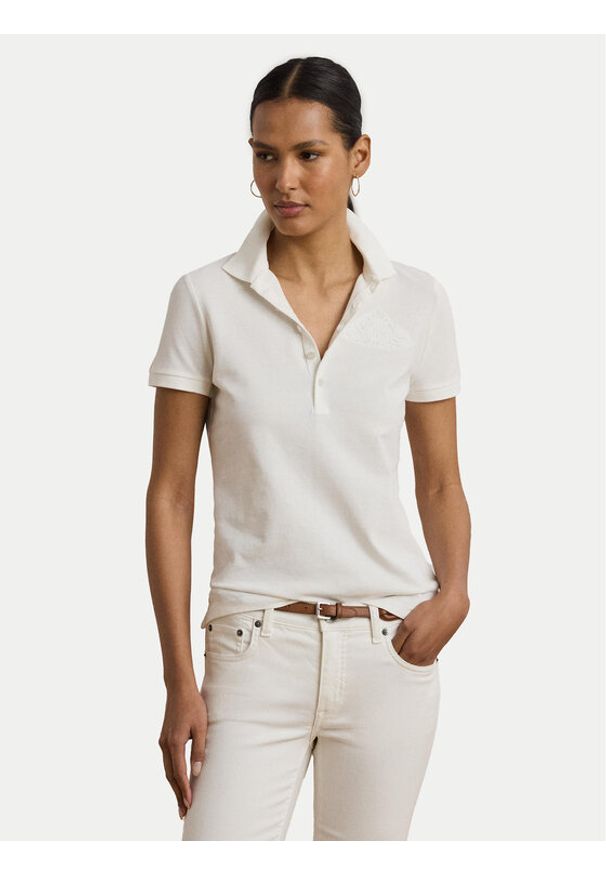 Lauren Ralph Lauren - LAUREN RALPH LAUREN Polo 200966128001 Biały Slim Fit. Typ kołnierza: polo. Kolor: biały. Materiał: bawełna