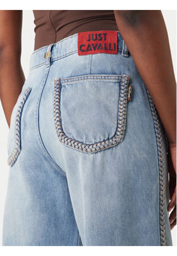 Just Cavalli Jeansy 80PAB5T2 CDWCH Granatowy Straight Fit. Kolor: niebieski