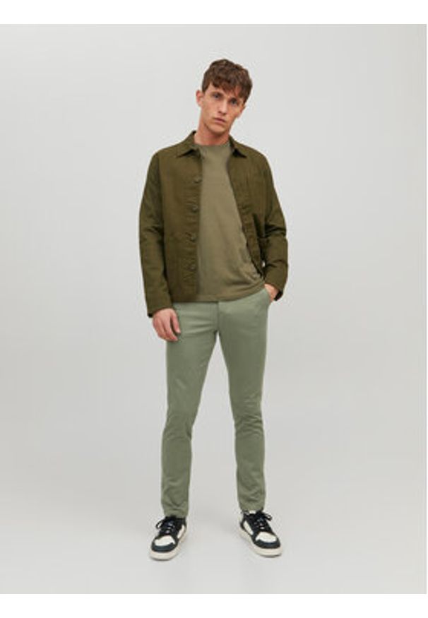 Jack & Jones Chinosy Marco 12150148 Zielony Slim Fit. Kolor: zielony. Materiał: bawełna
