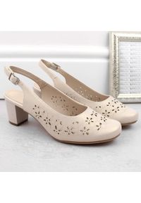 Sandały damskie pełne ażurowe beżowy perła Sergio Leone SK179. Kolor: beżowy. Wzór: ażurowy #7