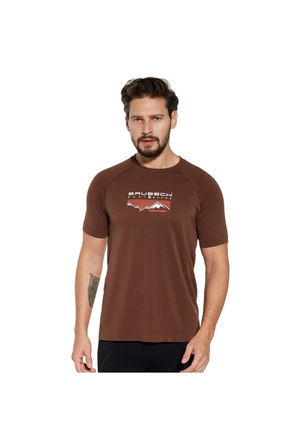 Koszulka turystyczna z krótkim rękawem męska Brubeck Dynamic. Kolor: brązowy. Materiał: poliester, poliamid. Długość rękawa: krótki rękaw. Długość: krótkie. Sport: turystyka piesza